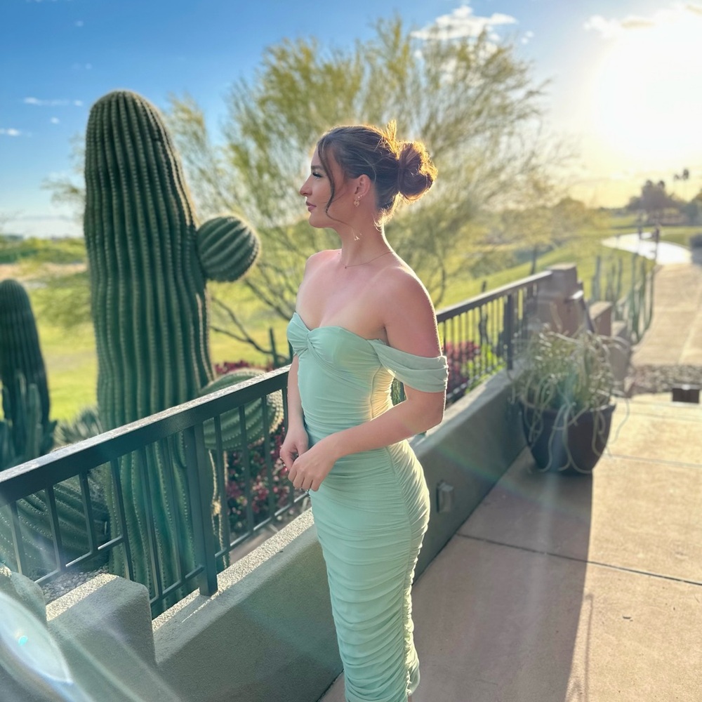 Hello Molly Strapless Mint Dress